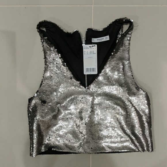 MANGO sequin silver top - Picture 4 of 5